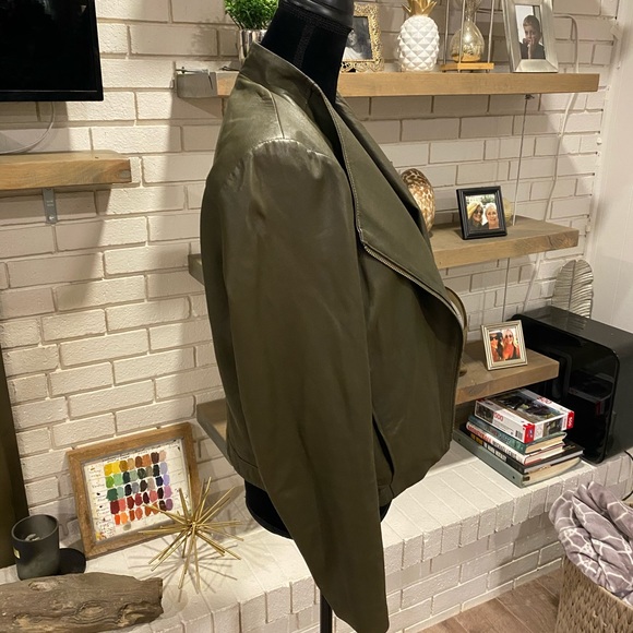 Olive Green Helmut Lang Leather Jacket, large - Picture 5 of 12